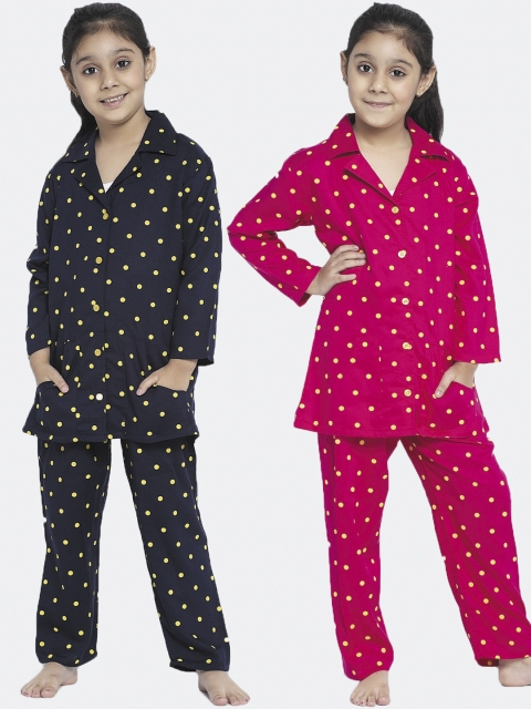 

KYDZI Girls Pack Of 2 Red & Black Printed Night Suits