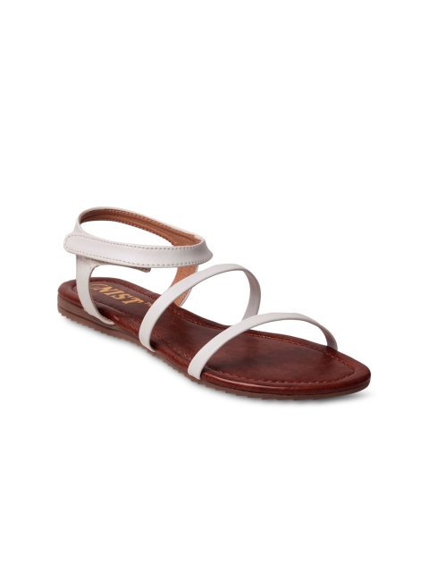 

GNIST Women White Solid Open-Toed Flats