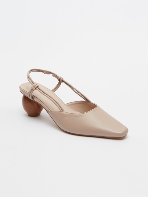 

shoexpress Beige PU Block Pumps