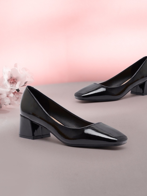

shoexpress Black PU Block Pumps