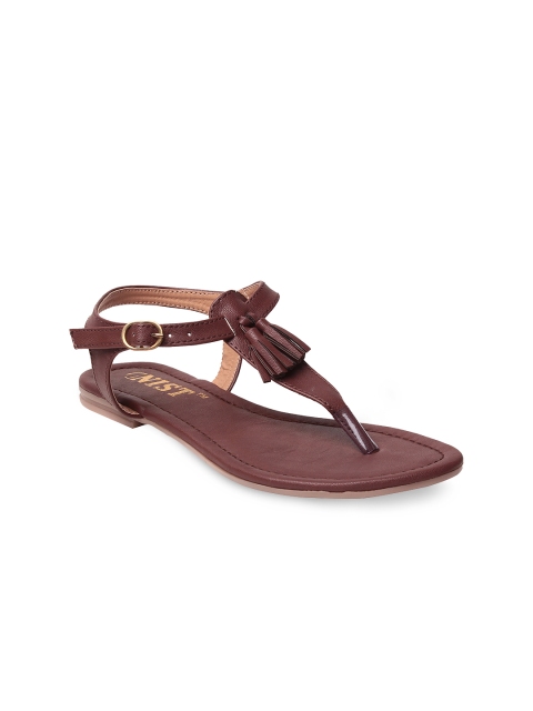 

GNIST Women Brown Solid Open-Toed Flats