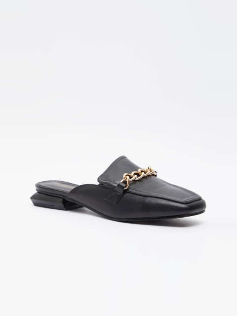 

shoexpress Women Black Mules with Metal Accent