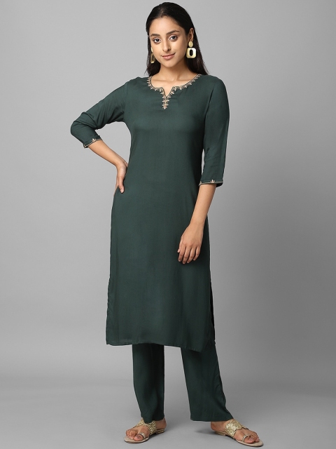 

Azira Women Green Regular Kurta with Palazzos