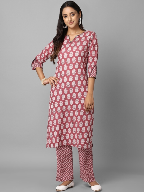 

Azira Women Pink Printed Regular Pure Cotton Kurta with Palazzos