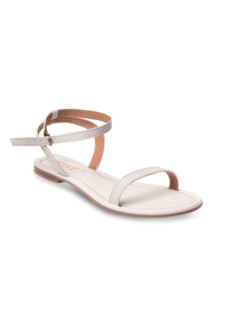 

GNIST Women White Solid Open-Toed Flats