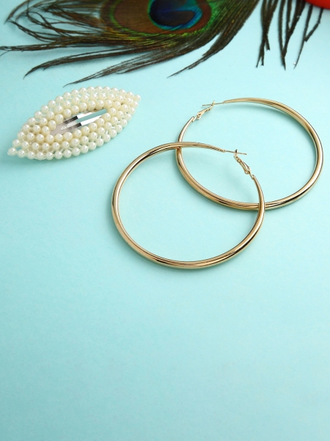 

Sepia Gold-Toned Contemporary Hoop Earrings