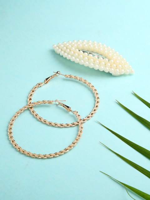 

Sepia Gold-Toned Contemporary Hoop Earrings