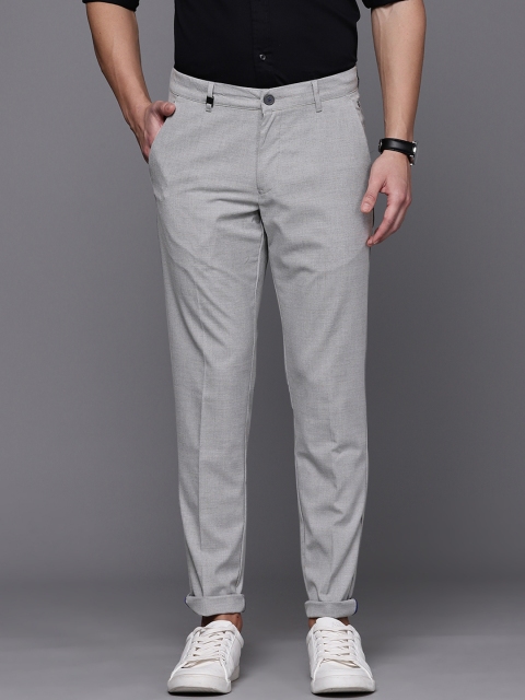 

Louis Philippe Sport Men Grey Checked Tapered Fit Low-Rise Formal Trousers