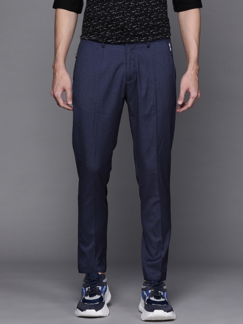 

Louis Philippe Sport Men Navy Blue Textured Tapered Fit Trousers