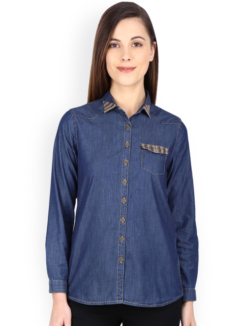 

Kraus Jeans Women Blue Regular Fit Solid Casual Shirt