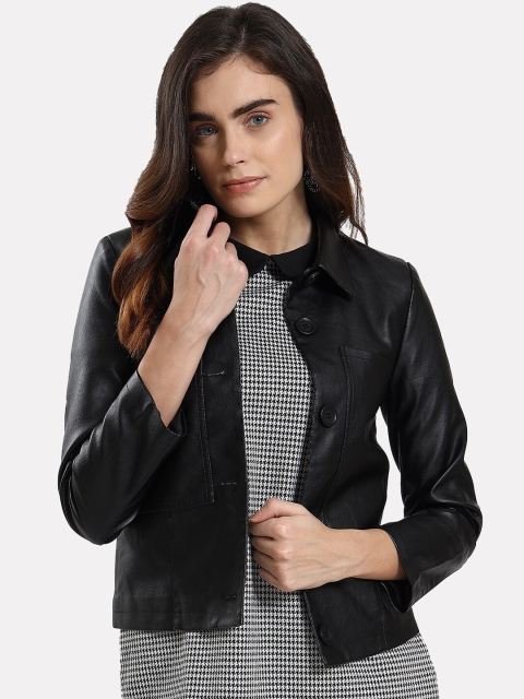 

iki chic Women Black Crop Biker Jacket