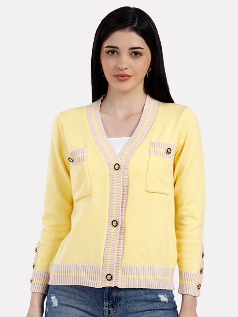 

iki chic Women Mustard & Beige Cardigan