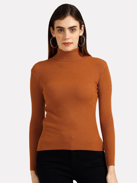 

iki chic Women Beige Ribbed Pullover