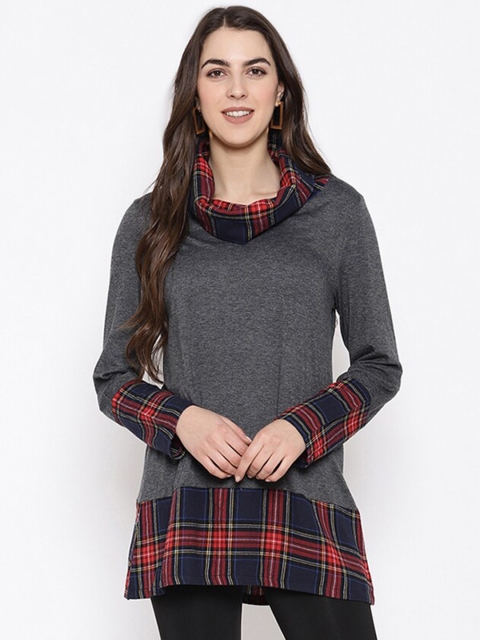 

iki chic Grey Checked Regular Top