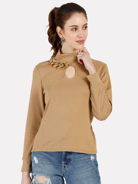 

iki chic Women Beige Pullover with Embellished Detail