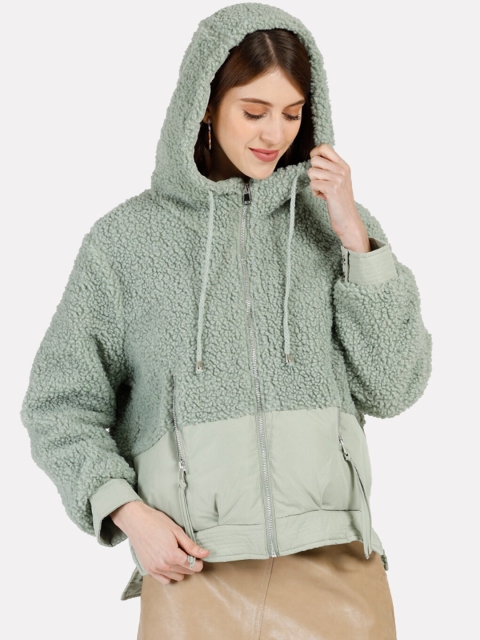 

iki chic Women Green Faux Fur Padded Jacket