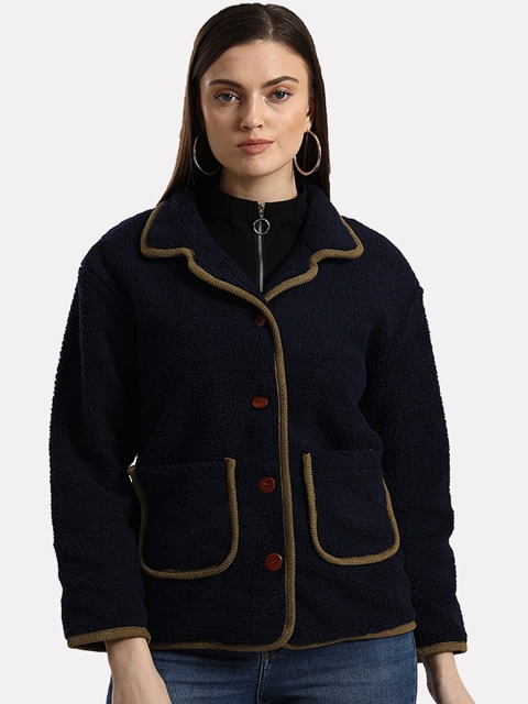 

iki chic Women Navy Blue Tailored Jacket