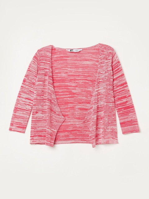 

Fame Forever by Lifestyle Girls Pink & White Striped Open Front Shrug