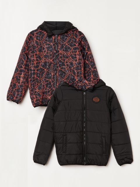 

Fame Forever by Lifestyle Boys Black Brown Reversible Crop Bomber Jacket