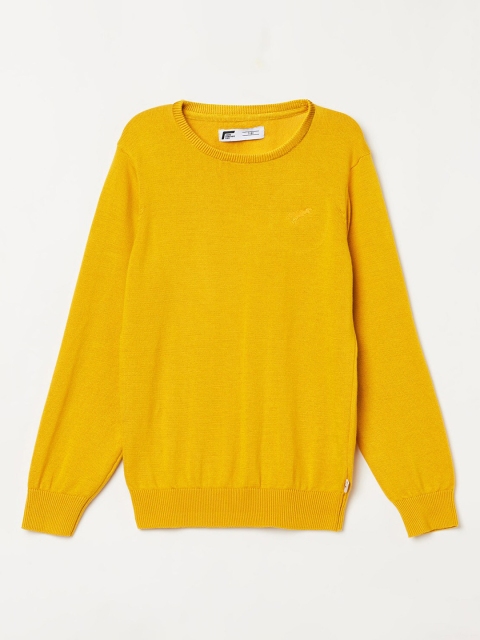 

Fame Forever by Lifestyle Boys Yellow-Coloured Solid Cotton Pullover