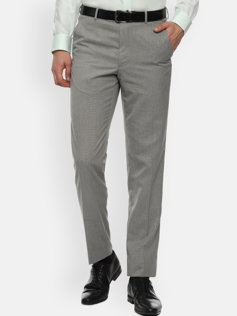 

Van Heusen Men Grey Textured Formal Trousers