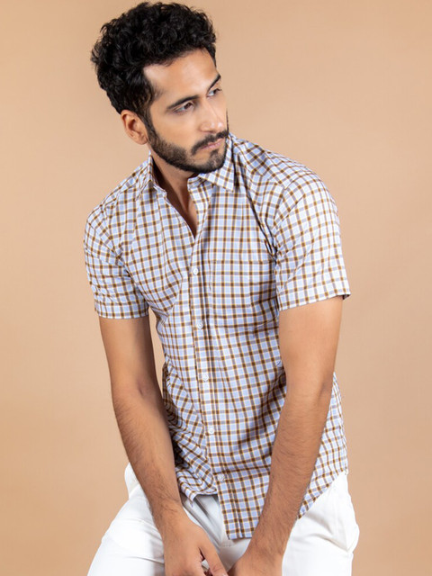 

Tistabene Men Multicoloured Opaque Checked Cotton Casual Shirt, Multi
