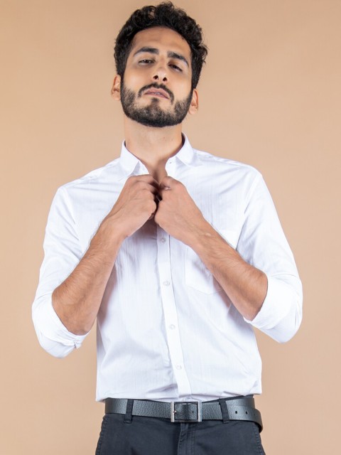 

Tistabene Men White Self Design Formal Shirt