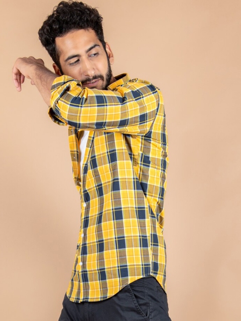 

Tistabene Men Yellow Tartan Checks Opaque Checked Casual Shirt