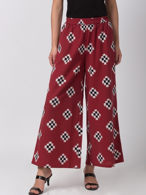 

Ethnicity Women Red & White Printed Ethnic Palazzos