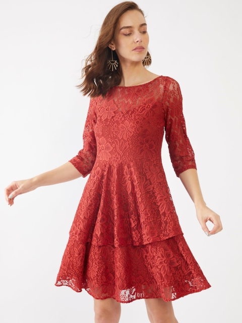 

Zink London Red Lace Tiered Dress