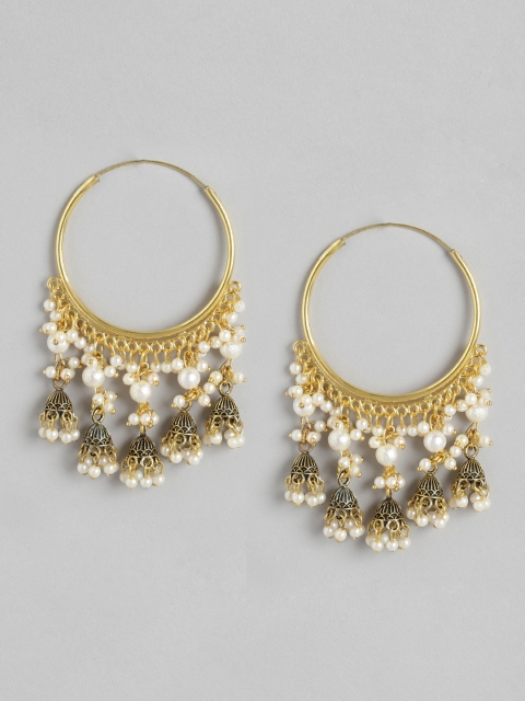 

Anouk White Antique Gold-Plated Beaded Circular Drop Earrings