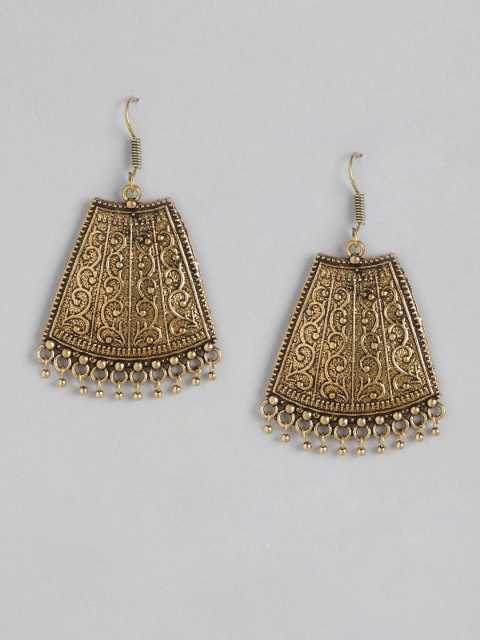 

Anouk Antique Gold-Plated Textured Geometric Drop Earrings
