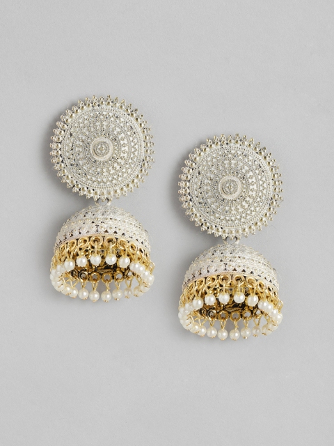 

Anouk Grey Gold-Plated Beaded Dome Shaped Jhumkas