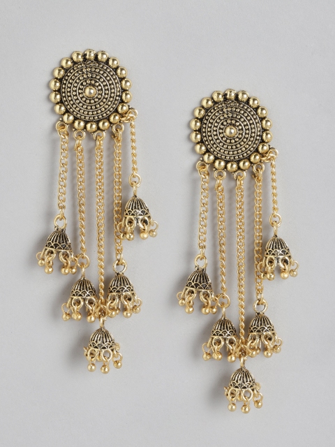 

Anouk Antique Gold-Plated Dome Shaped Tiered Drop Earrings