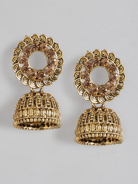 

Anouk Gold-Plated Stone Studded Dome Shaped Jhumkas
