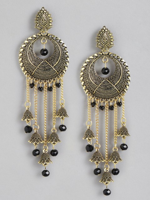 

Anouk Black Antique Gold-Plated Beaded Crescent Shaped Chandbalis