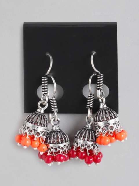 

Anouk Set of 2 Silver-Plated Beaded Dome Shaped Jhumkas