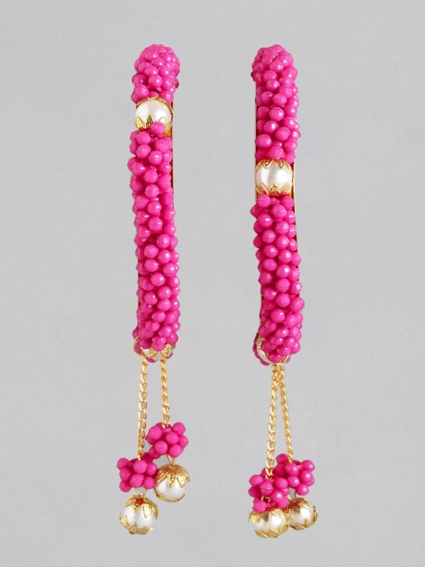 

Anouk Set of 2 Pink & Gold-Toned Beaded Bangles with Latkan