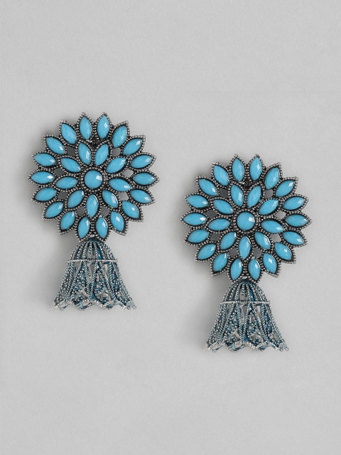 

Anouk Silver-Plated Blue Floral Drop Earrings
