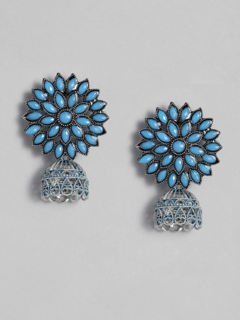 

Anouk Oxidised Silver-Plated Textured Circular Drop Earrings