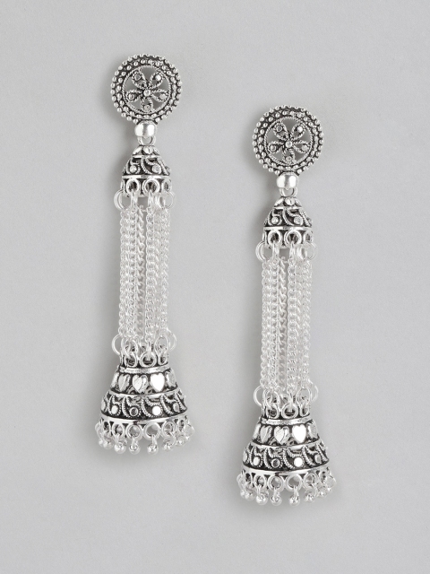 

Anouk Oxidised Silver-Plated Dome Shaped Drop Earrings