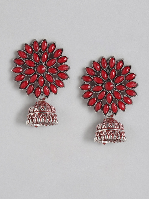 

Anouk Silver-Plated Red Teardrop Shaped Drop Earrings