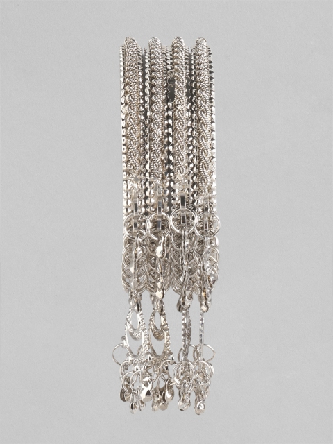 

Anouk Set of 4 Silver-Toned Textured Bangles