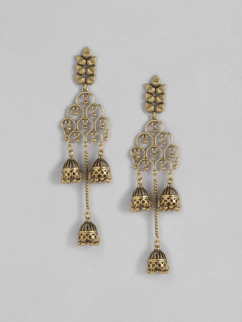 

Anouk Antique Gold-Plated Textured Classic Drop Earrings