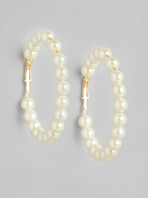 

Anouk Off White Gold-Plated Beaded Circular Hoop Earrings