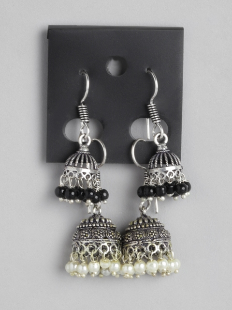 

Anouk Set of 2 Oxidised Silver-Plated Beaded Dome Shaped Drop Earrings