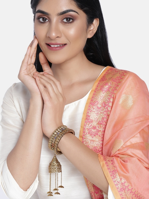

Anouk Set of 2 Gold-Toned Embellished Bangles with Latkan Detail
