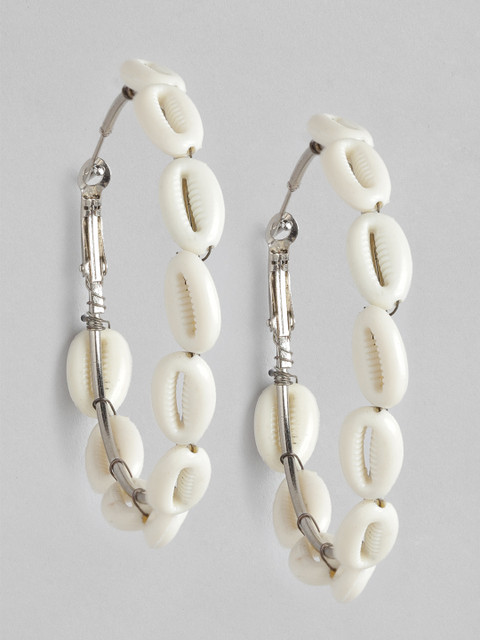 

Anouk Off-White Silver-Plated Shell Circular Hoops