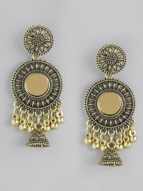 

Anouk Antique Gold-Plated Mirror Work Dome Shaped Drop Earrings