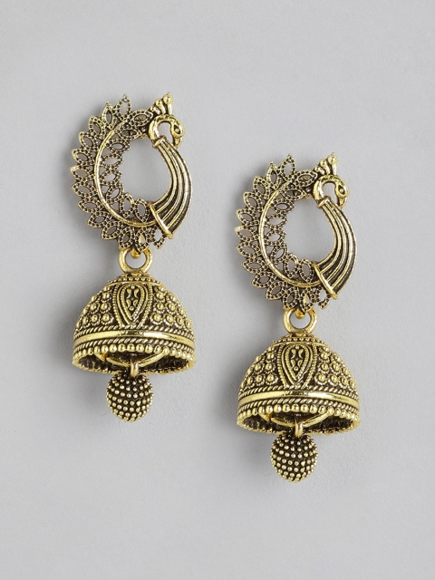 

Anouk Antique Gold-Plated Dome Shaped Jhumkas